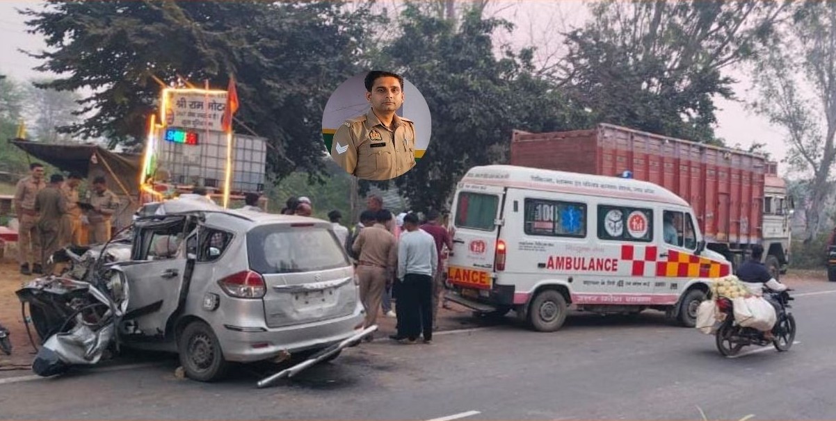 Agra News:दबिश से लौट रही पुलिस टीम की कार ट्रक से टकराई, हेड कांस्टेबल और चालक की मौके पर मौत, पांच गंभीर रूप से घायल
