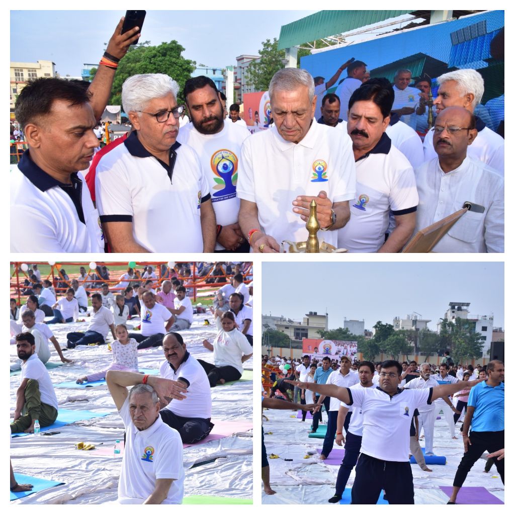 Alighar  प्रभारी मंत्री लक्ष्मीनारायण चौधरी ने किया योगाभ्यास, दिया स्वस्थ जीवन का संदेश